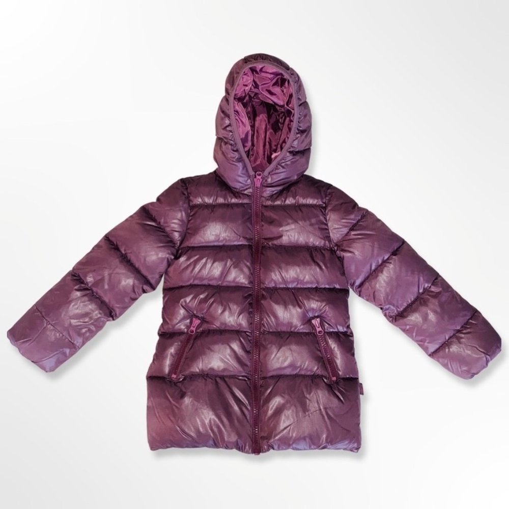 United Colors of Benetton Plum Puffer 3/4 length Jacket Size Small (6-7)
